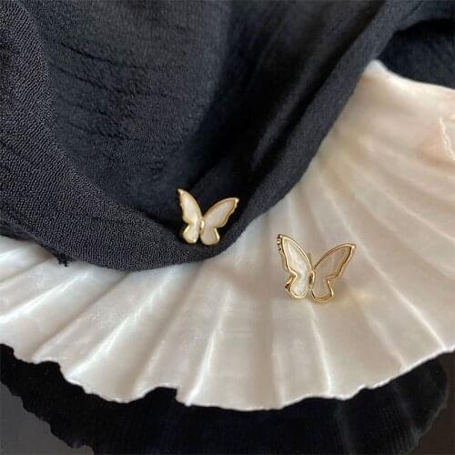 Korea New Shell White Butterfly Earrings for Women Sweet Mother-of-pearl Stud Earrings Fashion Trend Luxury Jewelry Gifts Girls