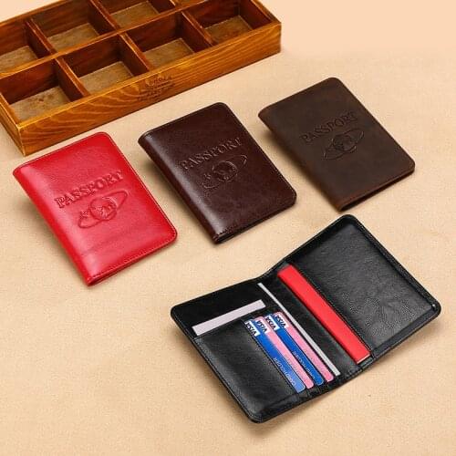 High Quality Genuine Leather Travel Passport Cover With Card Holder Men Passport Case Travel Wallet for All Countries