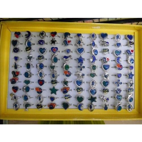 Wholesale mixed mood rings 100pcs mood rings star,moon,heart,fish fashion rings jewelry Free shipping