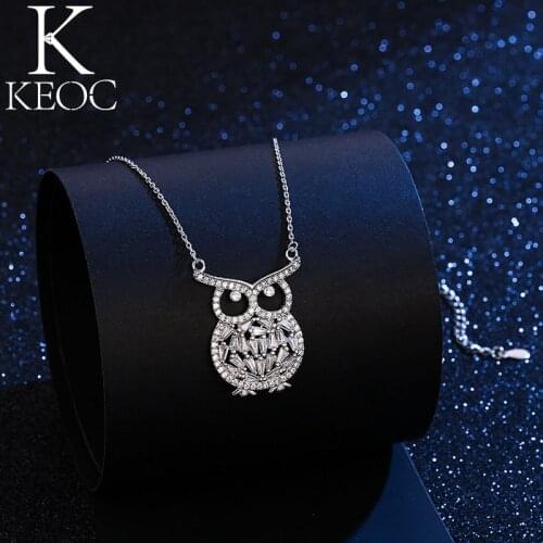 Keoc Fashion New Cute Creative Owl Necklaces for Women AAACZ Bt21 Wedding Bride Party Bead Jewelry Gift To Girlfriend
