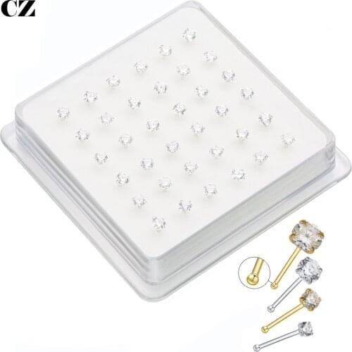 20pcs/lot 3.0mm Cubic Zircon Nose Stud 925 sterling silver Piercing Nez Nose piercing body jewelry
