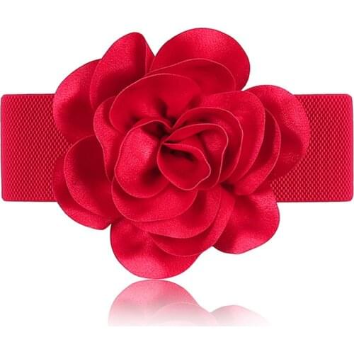 Luxury Big Ribbon Bow Flower Wide Waist Belt For Women Girl Female Sweet High Elastic Waistband For Dress Decoration