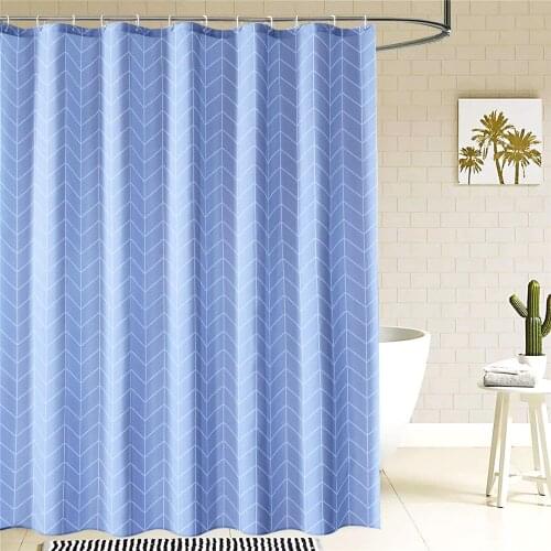 Blue Plaid Shower Curtains PEVA Waterproof Mildew Bathroom Curtains Modern Style Bathtub Partition Bath Screens With Hooks