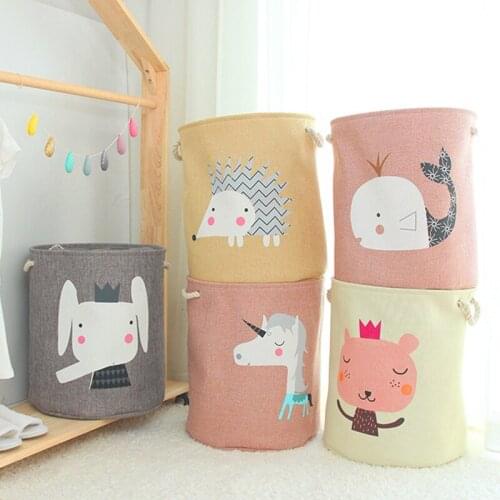 Folding Laundry Hamper with Cover High Capacity Toy Storage Baskets Bin Kids Toys Clothes Organizer Household Storage Products
