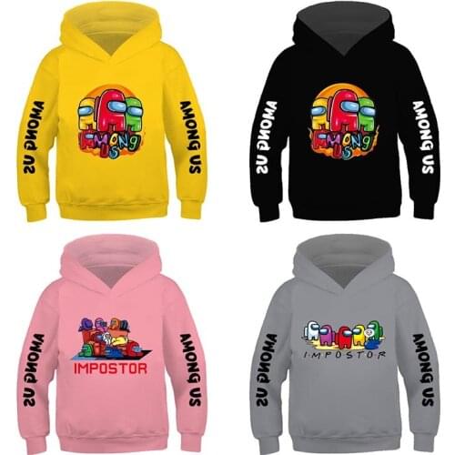 Junior Game Printed Sports Pullover Boys Amoun Us Casual Sweater Girls Hooded Solid Color Tops Sweatshirt Kids Cartoon Outerwear
