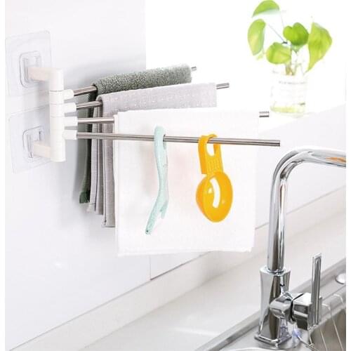 Steel Towel Bar Rotating Towel Rack Bathroom Kitchen Wall-mounted Towel Polished Bathroom Wall Mounted Rotate Holder