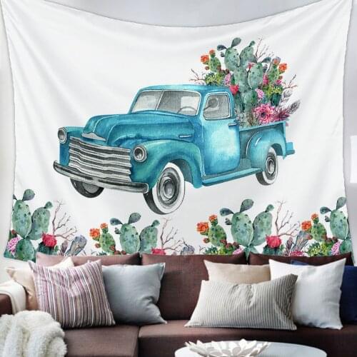 Tropical Plants Cactus Truck Tapestry Bedroom Home Decoration Wall Blanket Tapestry Bedroom Wall Hanging Yoga Mat