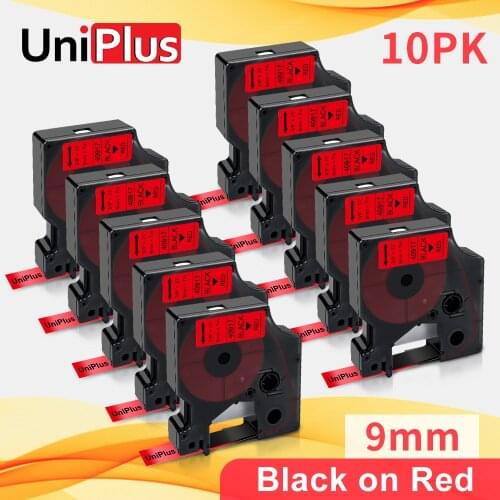 UniPlus Black on Red 9mm D1 Labeling Tape Compatible Dymo Label Maker 40917 Home Office Printer Ribbon for Dymo LabelManager PC