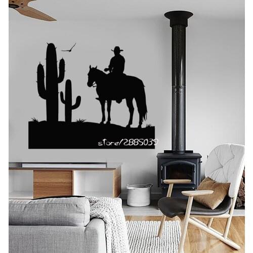 Cowboy Wild West Vinyl Wall Stickers Cactus Boy Room Sticker Decor Boys Teens Room Wall Decal Artistic Design Poster SA927
