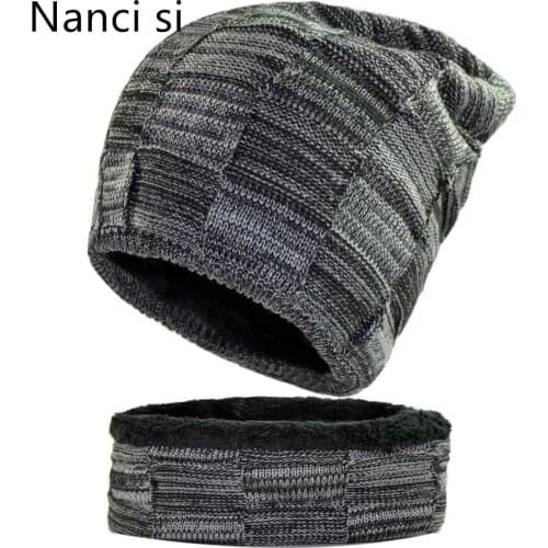 Nanci si 2-Pieces Balaclava Knitted Hat Scarf Caps Neck Warmer Winter Hat For Men Women Skullies Beanies Warm Fleece Caps