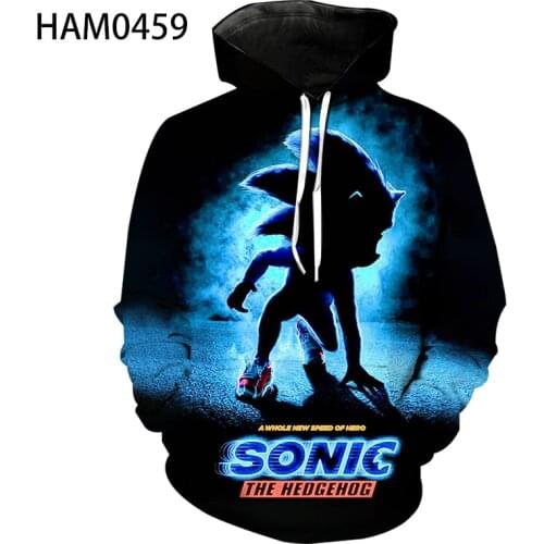 Sonic spring and autumn 3D printing high quality popular baseball cap boy girl cartoon cool fashion sports long sleeve Hoodie