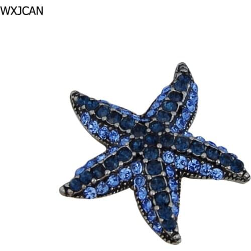 WXJCAN blue crystal starfish brooch Ladies brooch for shawl scarf lapel pin Vintage brooches besplatnoy dostavkoy Size 30*30mm
