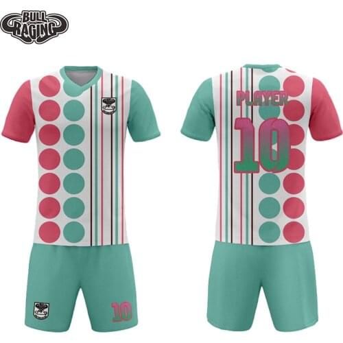 Candy colors dots and stripes design ski directly material custom sublimation printing baby soccer jersey uniform kits