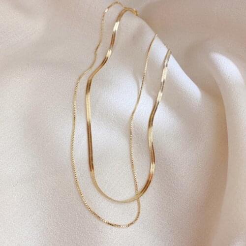 New Geometric Snake Chain Necklace For Women Trendy Stainless Steel Jewelry Gold Chains Set old Metal Necklace Women Gift 2021