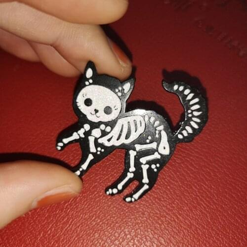 Halloween Skull Skeleton Animal Cat Rib Transparent Acrylic Brooches Enamel Pin Denim Jackets Collar Badge Pins