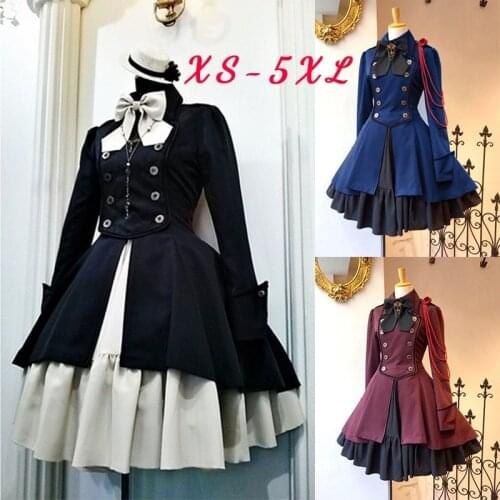 Medieval Retro Gothic Black Lace Up Chain Bow Lolita Coat Long Sleeves Ruffle Classic Lolita Dress Slim Knee Length Cosplay Clot