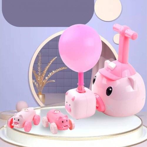 1 Set Vehicle Toy Cartoon Pig Shape Early Education Eco-friendly Air Powered Car Lovely Toys Gift for Children