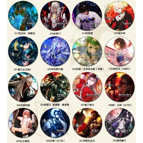 1pcs 58MM FGO Fate Grand Order Saber Lancer acrylic Buttons Badge Pin Round Brooch
