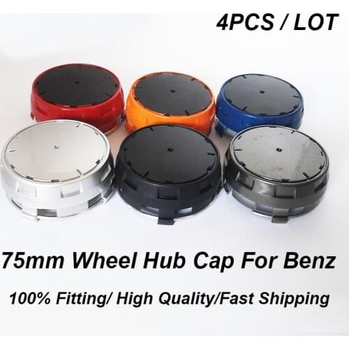 4pcs Label 75mm Logo blue/red/black/silvery/gray/orange Car Wheel Center cap for Mercedes Benz GLK CLA auto wheel hub Emblem