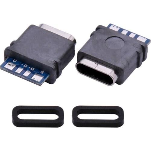 5-10pcs Waterproof USB C Jack Type-C 4Pin Female Connector Port Data Socket For DIY PCB Solder Design Charging Data Transmission