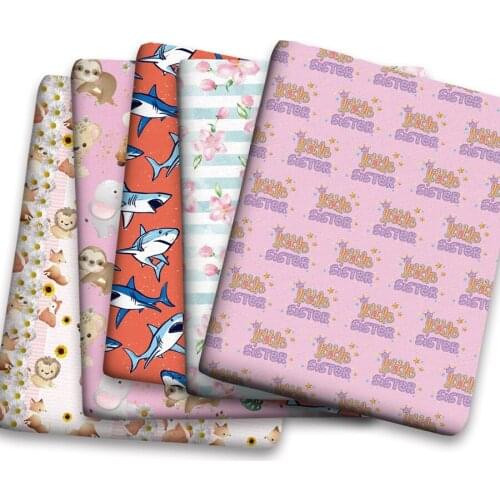 50*150cm Cartoon Flower Sister Animal Rosa Pattern Printed Polyster Cotton Liverpool Bullet Fabric for DIY for Handmade By Yard