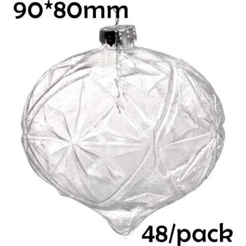 Free Shipping Event Party Ornaments Christmas Xmas 90*80mm Decoration Clear Onion SnowFlake Ornament, 48/Pack