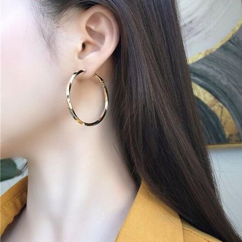 BLIJERY New Gold Color Twist Metal Hoop Earrings for Women 2021 New Brincos Big Circle Earrings Female Party Gifts