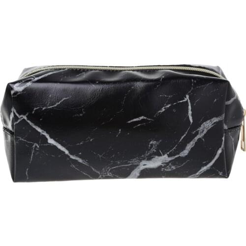 Large Cute Pencil Case Pen Box Zipper Bags Marble Makeup Storage Supplies