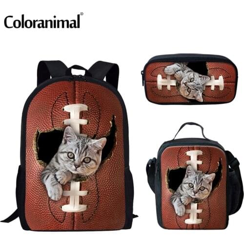Coloranimal 2021 Children Daily School Bag Cute Dog in Baseball 3D Prints Kids Backpack 3Pcs Book Bag Set for Teenage Girls Boys