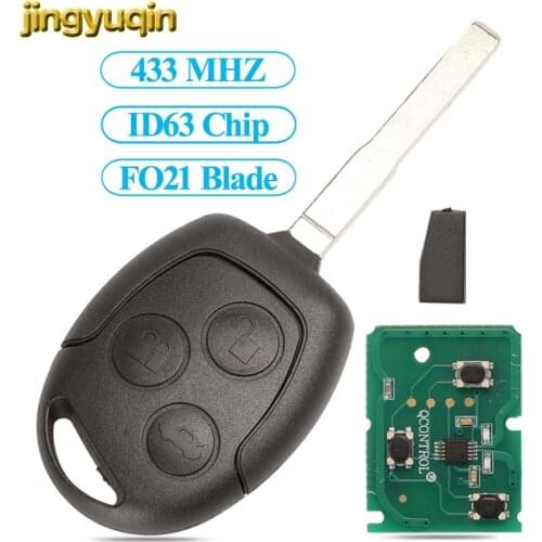 Jingyuqin Remote Key 433MHz With Chip ID63 40D for Ford Focus Fiesta Mondeo 2001-2007 C MAX Fusion Transit KA FO21 3 Buttons
