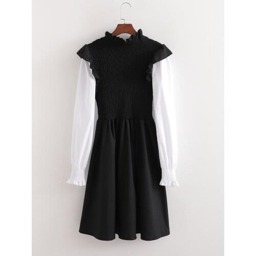 Young Girl Women Dress V-neck Elegant Fashion Long Sleeve 2021 Spring Summer Tunic High Waist Female Vestidos Streetwear C2429