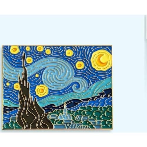 Van Goghs Starry Night Enamel Pins Art Painting Lapel Pin Jacket Jeans Badge Brooch Fashion Accessories