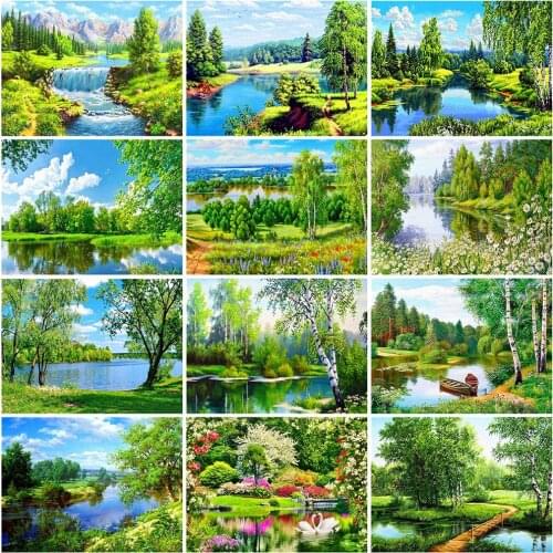 EverShine Coloring By Numbers Natural Wall Set Painting By Numbers Landscape On Canvas HandPainted Wall Art Home Decor