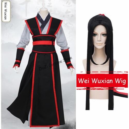 New Mo Dao Zu Shi Cosplay Wei Wuxian Young Grandmaster of Demonic Cultivation Costume Men Anime Wei Wuxian Cosplay Wig Costume