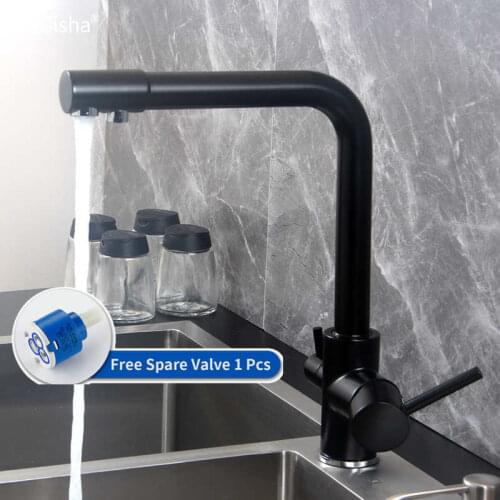 Gisha Filter Kitchen Faucet Pure Water Kitchen Tap Deck Mounted Dual Handles 3-ways Hot and Cold water Kitchen Mixers 2G2010
