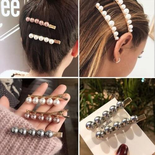 2019 Hot Sale Women Girls Elegant alloy with 3color pearl hair Clips Barrettes Hairpins Female Hair Styling Accessories F009