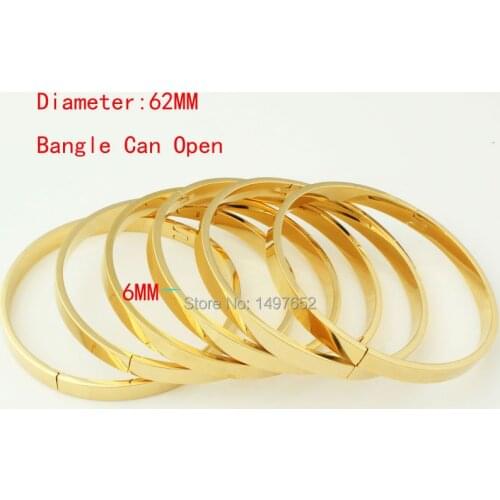 Fashion Dubai Gold Bangle18k Gold Color Wide 6MM Bracelets/Bangles African/European/Ethiopia Jewelry