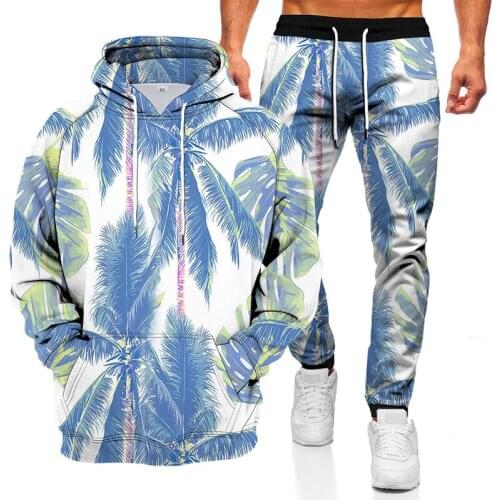 Mens Sportswear Hoodie Sweater Mens Small Fresh 3D Leaf Digital Printing Suit Mens Sports Shirt Sports Casual Wear