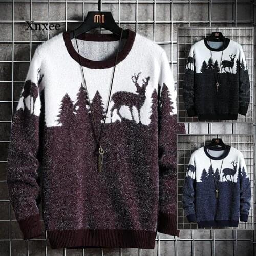 New Mens Sweater Hot Style Trendy Sweater Christmas Theme Mens Loose Sweater Handsome Men Clothing Multicolor Optional Tops
