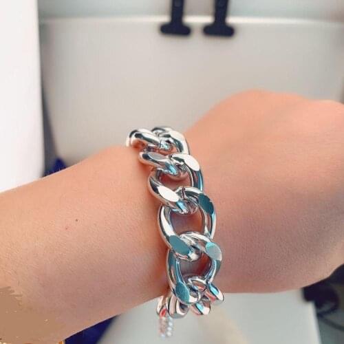 Punk Miami Cuban emo Choker bracelet Collar Statement Hip Hop Big Chunky Aluminum Gold Color Thick Chain bracelet Women Jewelry