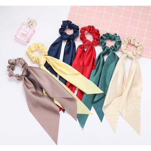 Women Bowknot Hair Tie Rope Fashion Chiffon Silk Scrunchies Sweet Headwear Girls Ponytail Holder Elastic Hairbands Accessories