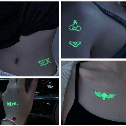 Luminous Tattoo Dark Waterproof Sexy Body Art Fluorescent for Temporary Fake Tattoo Stickers Christmas Halloween Party Gift