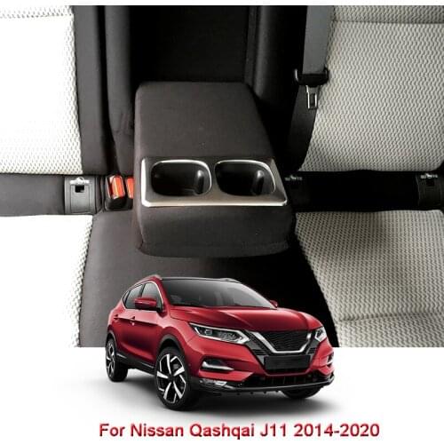 1pc ABS Interior Mouldings For Nissan Qashqai J11 2014-2020 Car Rear Water Cup Holder Frame Sequins Cover Internal Stickers