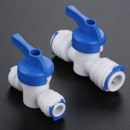 1/4" 3/8" Water Ball Valve Reveser Osmosis Aquarium Fittings RO Straight 1/4" 3/8" OD Hose Quick Connection Control Fittings