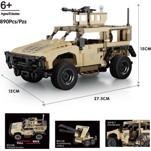 Military Series WWII M-ATV Anti-Mine Vehicle DIY Model Soldier SWAT Building Blocks Bricks Toys Christmas Gifts