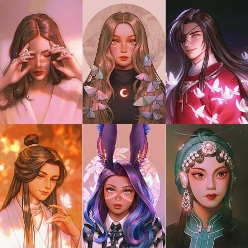 XUEQIXIAOZU Full Square/Round Cartoon Girl Portrait Diamond Painting 5D DIY Diamond Mosaic Home Decoration Holiday Gift 2020 New