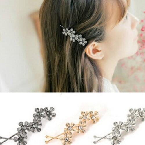 1pc New Women Sweet Metallic Bangs Hairpin Flowers Foliage Retro Flower Jewelry Wholesale Spin Chuck