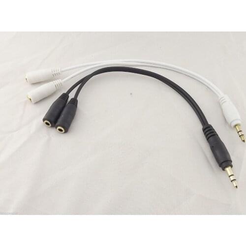 1pc 3.5mm Stereo Audio Y Splitter 1 Male To 2 Female Cable Adapter For Earphone Headphones 22cm