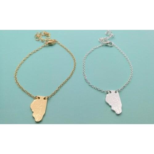 10PCS Outline Illinois State Bracelets IL State Map Bracelets America USA State Map Chicago Bracelets for Hometown Gifts