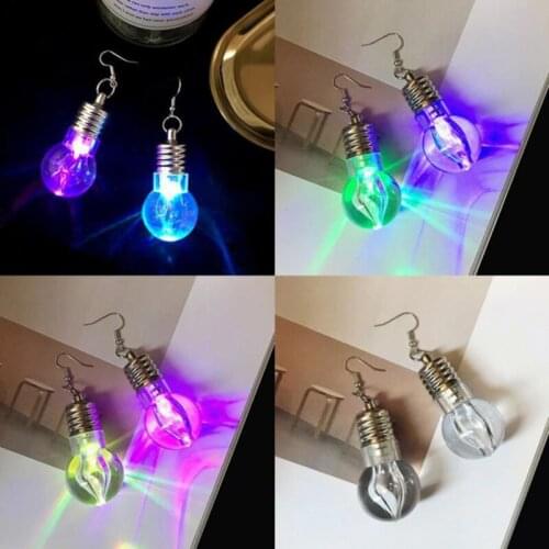 2020 Unique New Design Funny Light Bulbs Drop Earrings Women Fashion Luminous Dangle Brincos Friends Gifts Party Jewelry